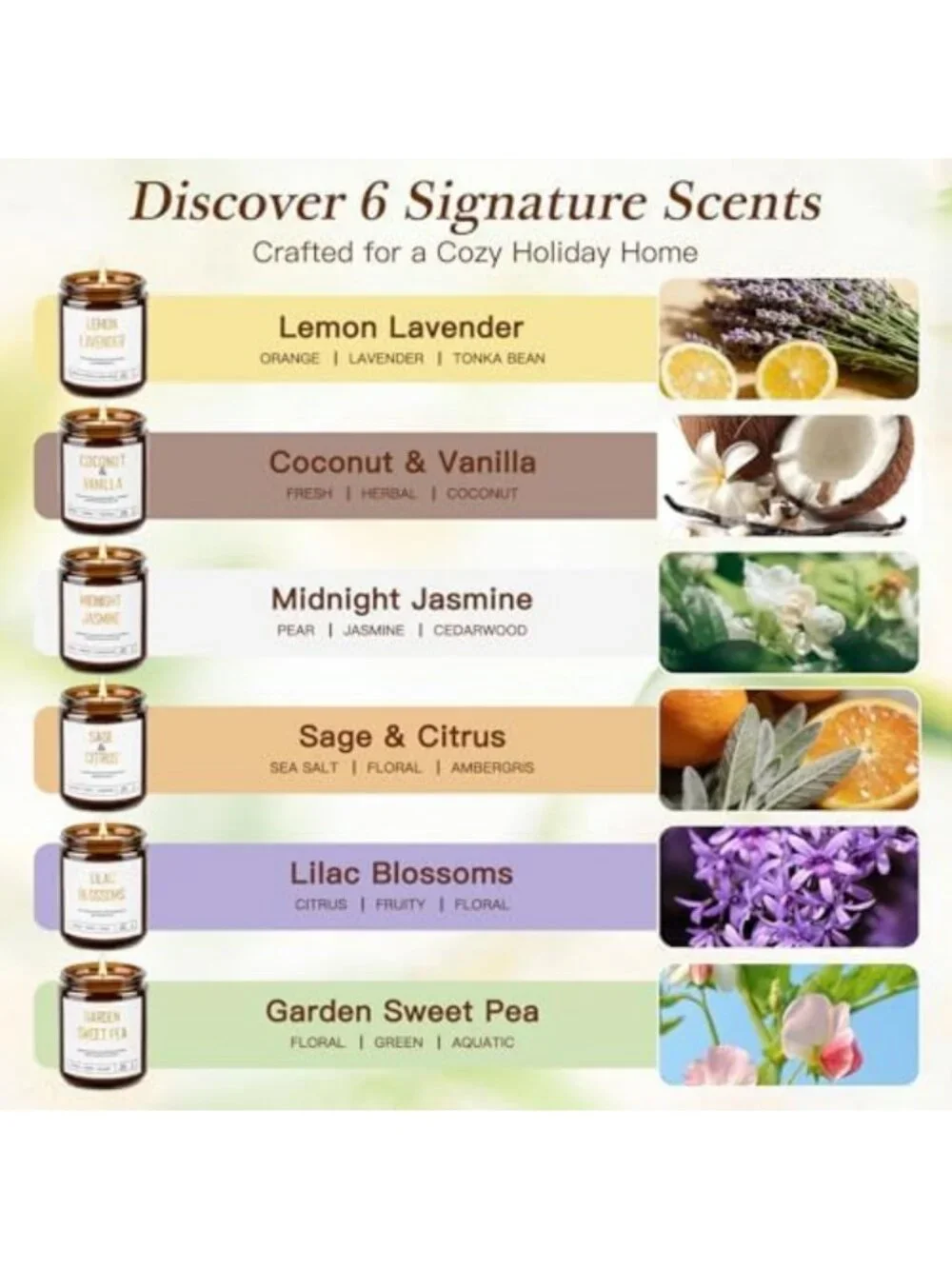 Scented Soy Candles Gift Set - Non-Toxic, 6 Pack for Home Decor & Relaxation